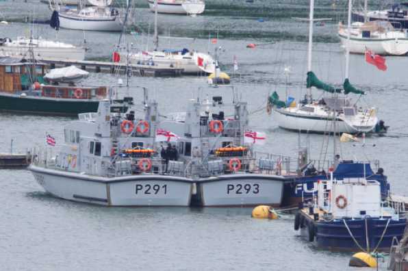 10 June 2020 - 12-58-54 
HMS Puncher (P291) and HMS Ranger (P293) get their fill at the Dartmouth fuel barge.
--------------------------
River patrol vessels Puncher and Ranger